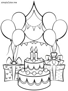 Happy birthday adult coloring page