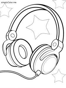 Headphones coloring page, bold and easy Headphones coloring page