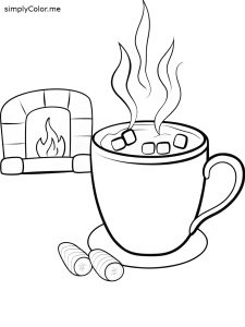 Hot cocoa coloring page