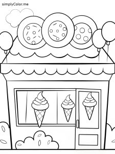 Ice cream store coloring page
