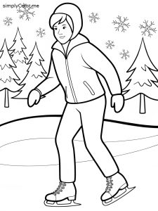 Ice skate coloring page, bold and easy Ice skate coloring page