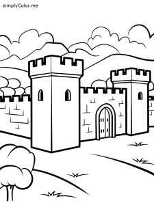 Jericho wall coloring page, bold and easy Jericho wall coloring page