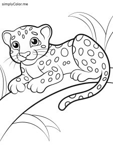 Leopard coloring page, bold and easy Leopard coloring page