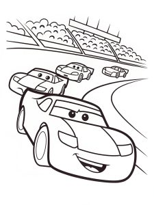 Lightning McQueen chased on the track