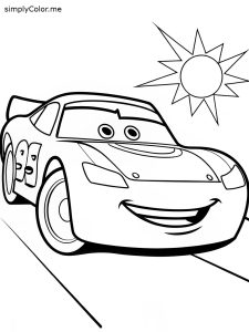 Lightning Mcqueen on the road coloring page