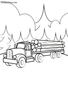 Logging truck coloring page, bold and easy Logging truck coloring page