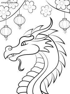 Lunar new year dragon coloring page, bold and easy Lunar new year dragon coloring page