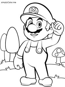 Mario coloring page printable, bold and easy Mario coloring page printable
