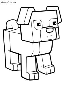 Minecraft dog coloring page, bold and easy Minecraft dog coloring page
