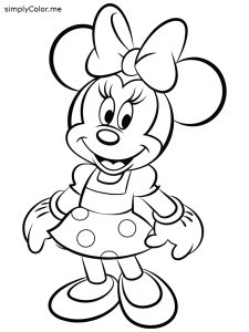 Mini mouse coloring page, bold and easy Mini mouse coloring page