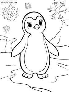 Penguin color page, bold and easy Penguin color page