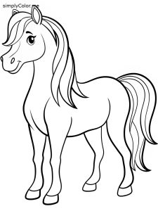 Printable coloring page horse, bold and easy Printable coloring page horse