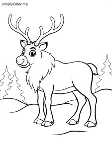 Reindeer coloring page free, bold and easy Reindeer coloring page free