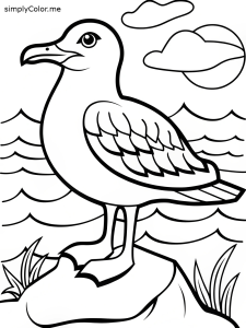 Seagull coloring page, bold and easy Seagull coloring page
