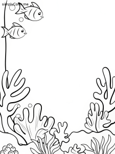 Simple coral reef coloring page