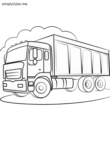 Tractor trailer coloring page, bold and easy Tractor trailer coloring page