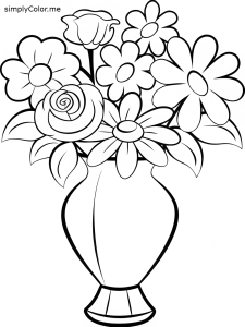 Vase of flowers coloring page