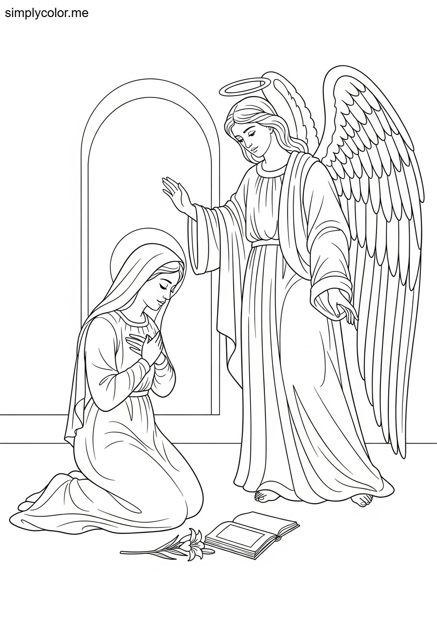 Angel appears to Mary coloring page