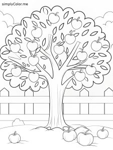 Apple tree color page Apple tree color page