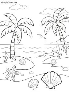 Beach coloring sheet printable