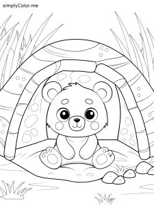 Bear in a cave coloring page Bear in a cave coloring page