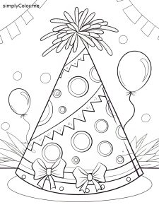 Birthday hat coloring page