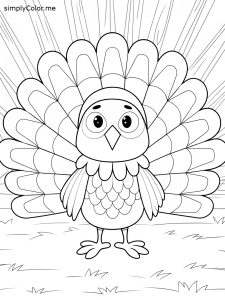 Black and white turkey coloring page