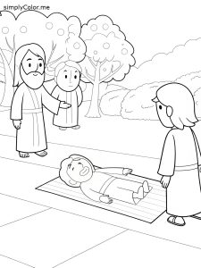 Coloring page of Jesus healing the paralytic Coloring page of jesus healing the paralytic