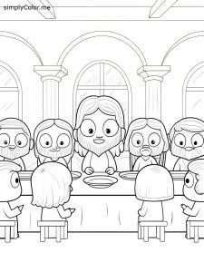 Coloring page of the last supper