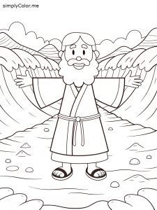 Coloring picture of moses parting the red sea Coloring picture of moses parting the red sea