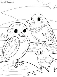 Coloring sheet of birds