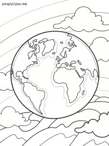 Coloring sheet of the earth