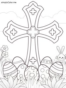 Easter cross coloring page