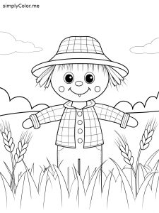 Easy scarecrow coloring page