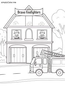 Fire station coloring sheet