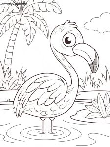 Flamingo coloring page printable, bold and easy Flamingo coloring page printable