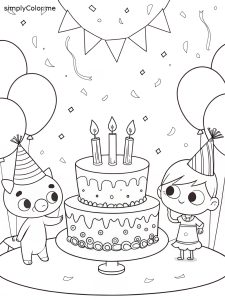 Free printable happy birthday coloring page