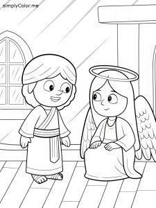 Gabriel visits mary coloring page Gabriel visits mary coloring page