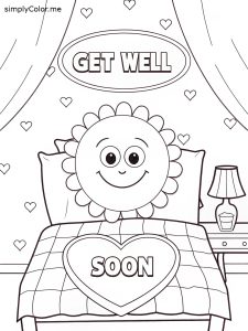Get well soon color page, bold and easy Get well soon color page