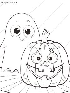 Ghost and pumpkin coloring page Ghost and pumpkin coloring page