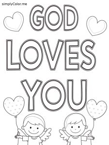 God loves you coloring page