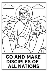Great commission coloring page, bold and easy Great commission coloring page