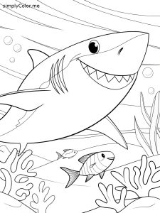 Great white shark hunting, bold coloring pages