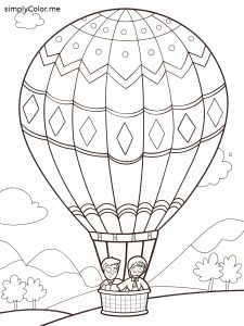 Hot air balloon coloring sheet