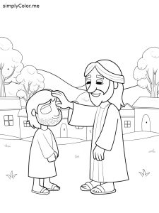 Jesus healed the blind man coloring page