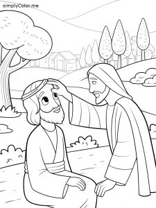 Jesus heals the blind man coloring sheet