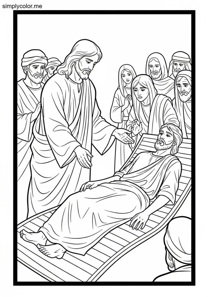 Jesus heals the paralytic coloring sheet