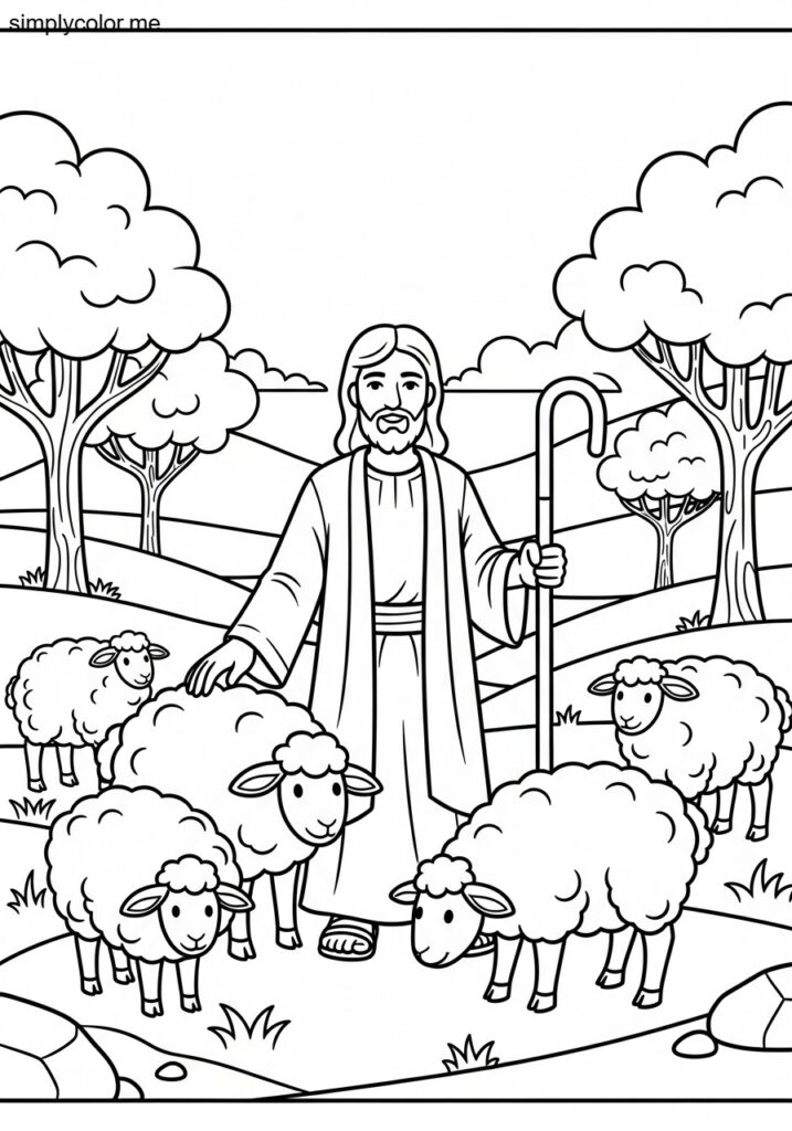 Jesus is a good shepherd coloring page