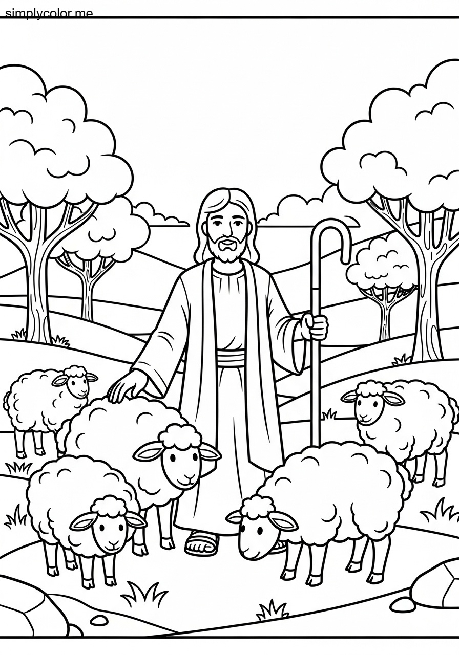 Jesus is a good shepherd coloring page