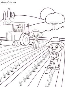 Joint coloring page farming, bold and easy Joint coloring page farming